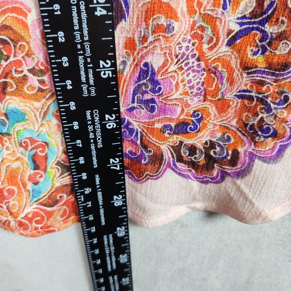 Democracy Button Down Blouse Womens Plus 3X Pink Floral Boho Peasant Cottagecore - Picture 9 of 9